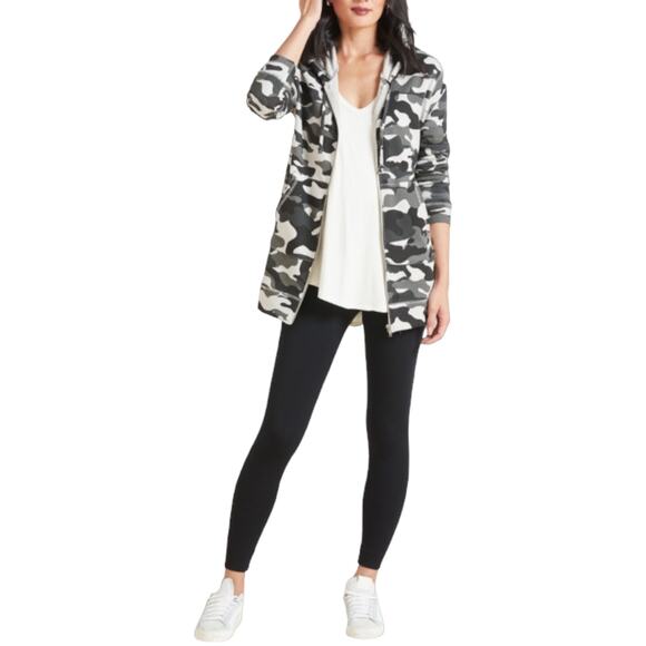 CHASER Camo Hoodie Sweatshirt Cotton Gray Zip Up Fleece Lined Pockets XS NWT - Picture 11 of 12